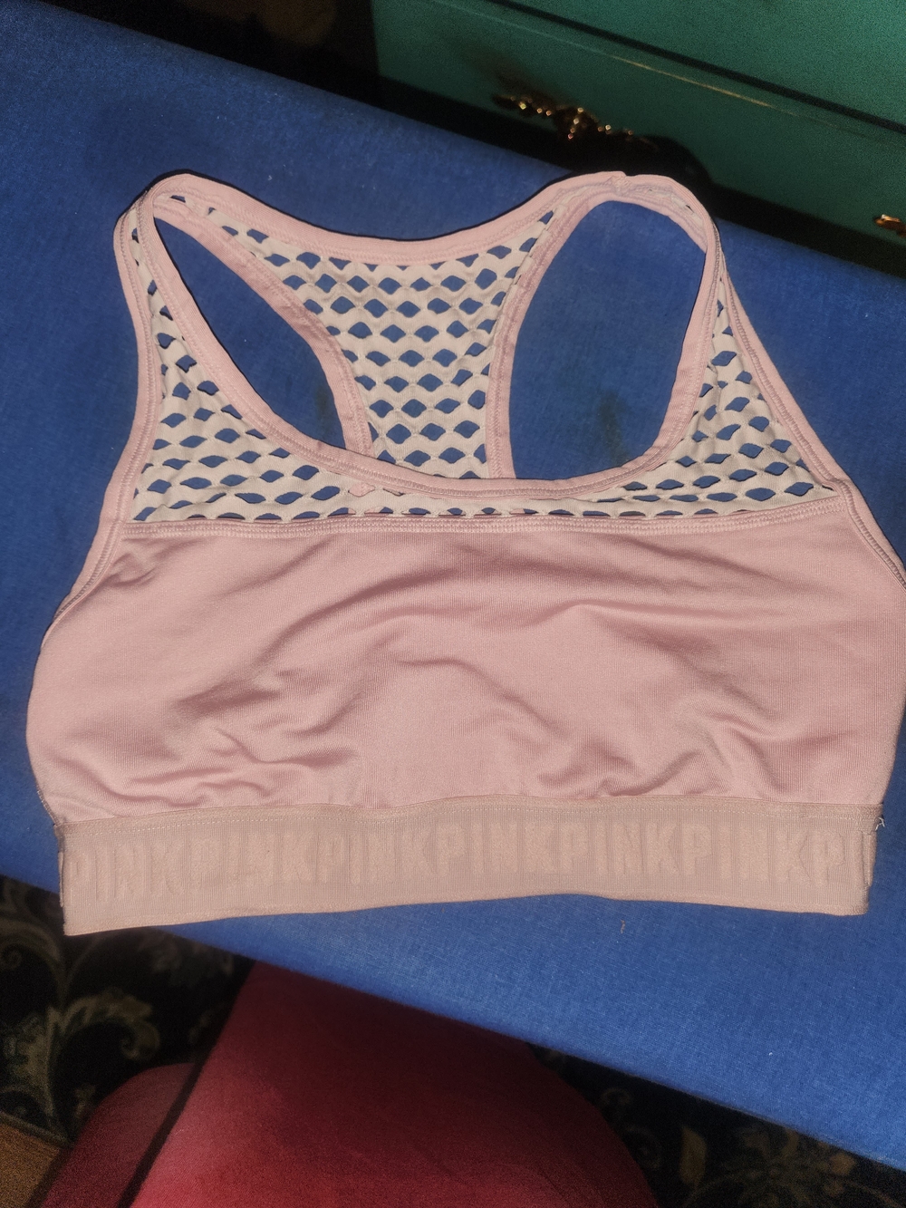 PINK Victoria's Secret Dusty Pink Mesh-Back Racerback Sports Bra